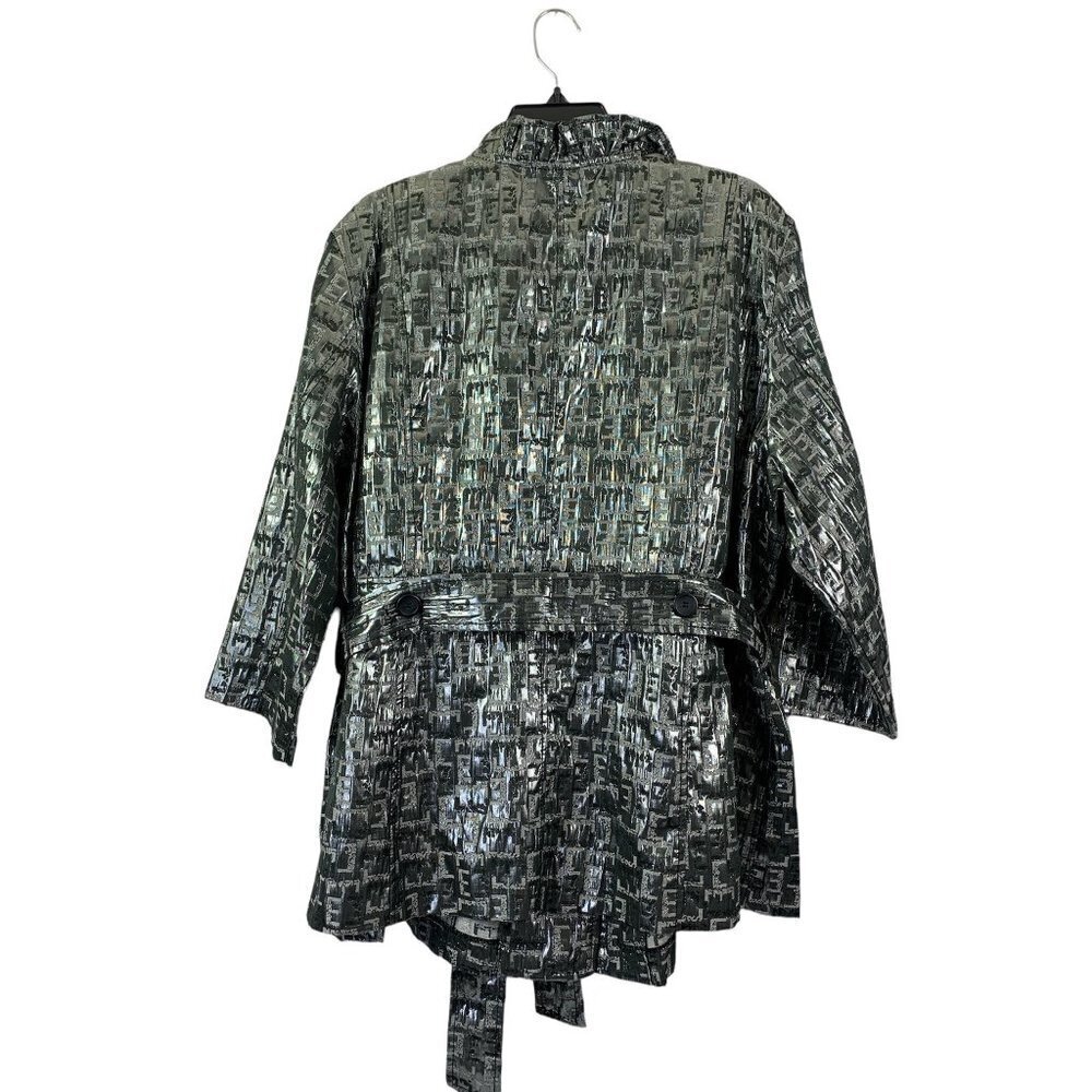 Ruby Rd. Women's Slithering Metallic Silver Cardigan - Picture 2 of 7